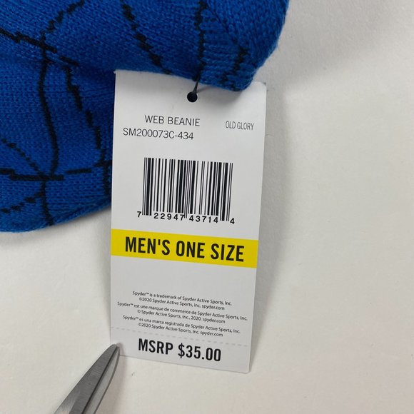 NEW Spyder Web Beanie Hat Cap Toque Blue Ski Snowboard Men's One Size Fits Al - Picture 4 of 7